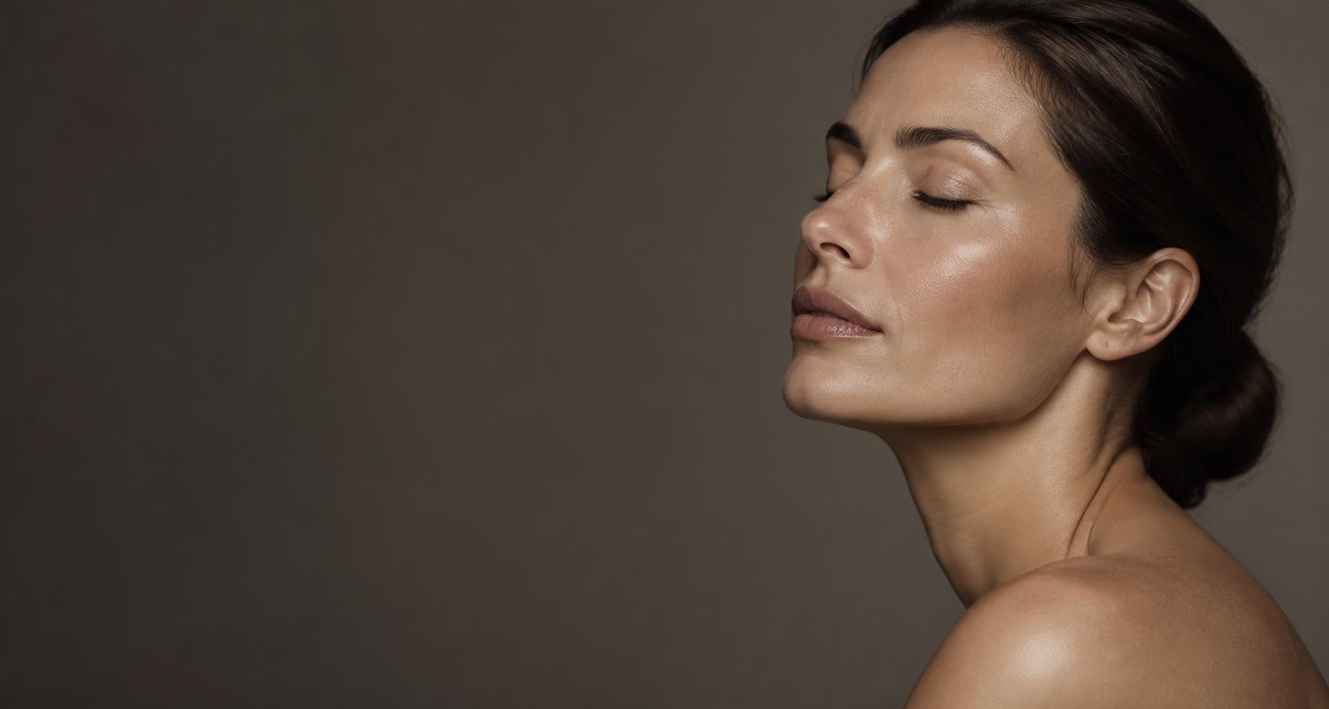 Beauty editorial portrait with natural skin texture
